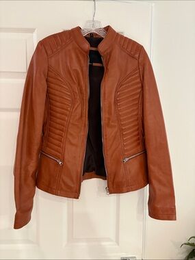 Women's Brown real Leather Moto Jacket